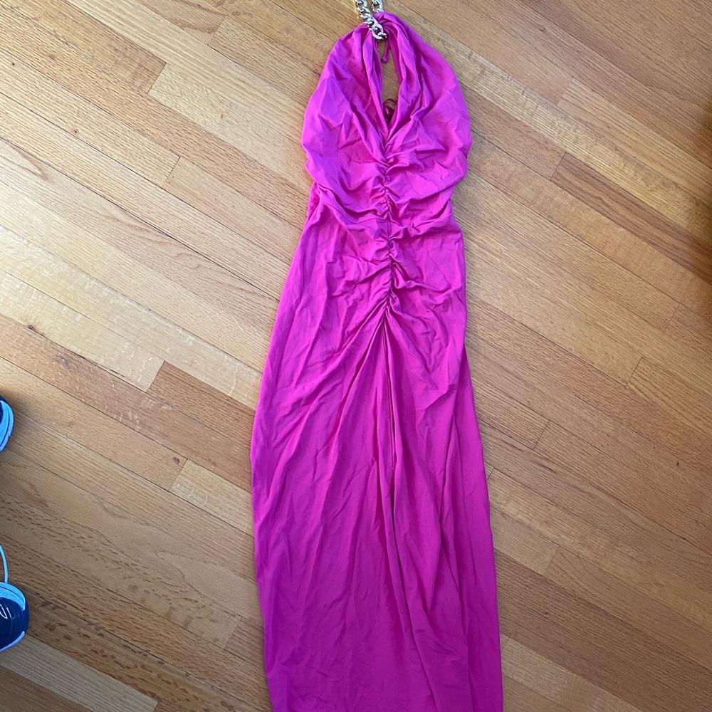 Veronica beard long gown in hot pink